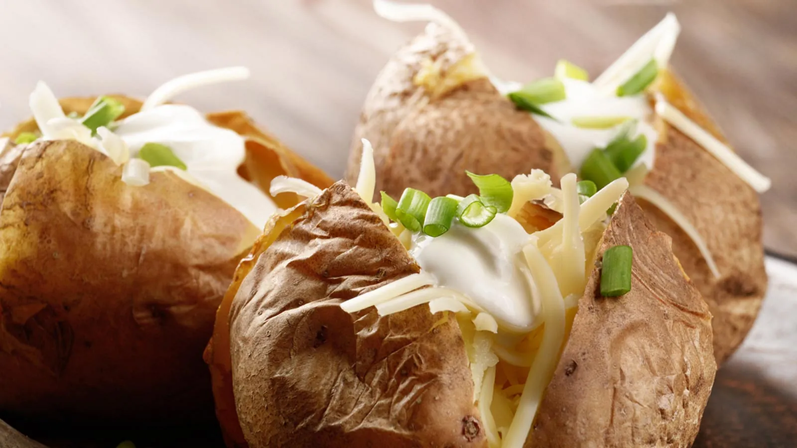 3 filled baked potatoes 