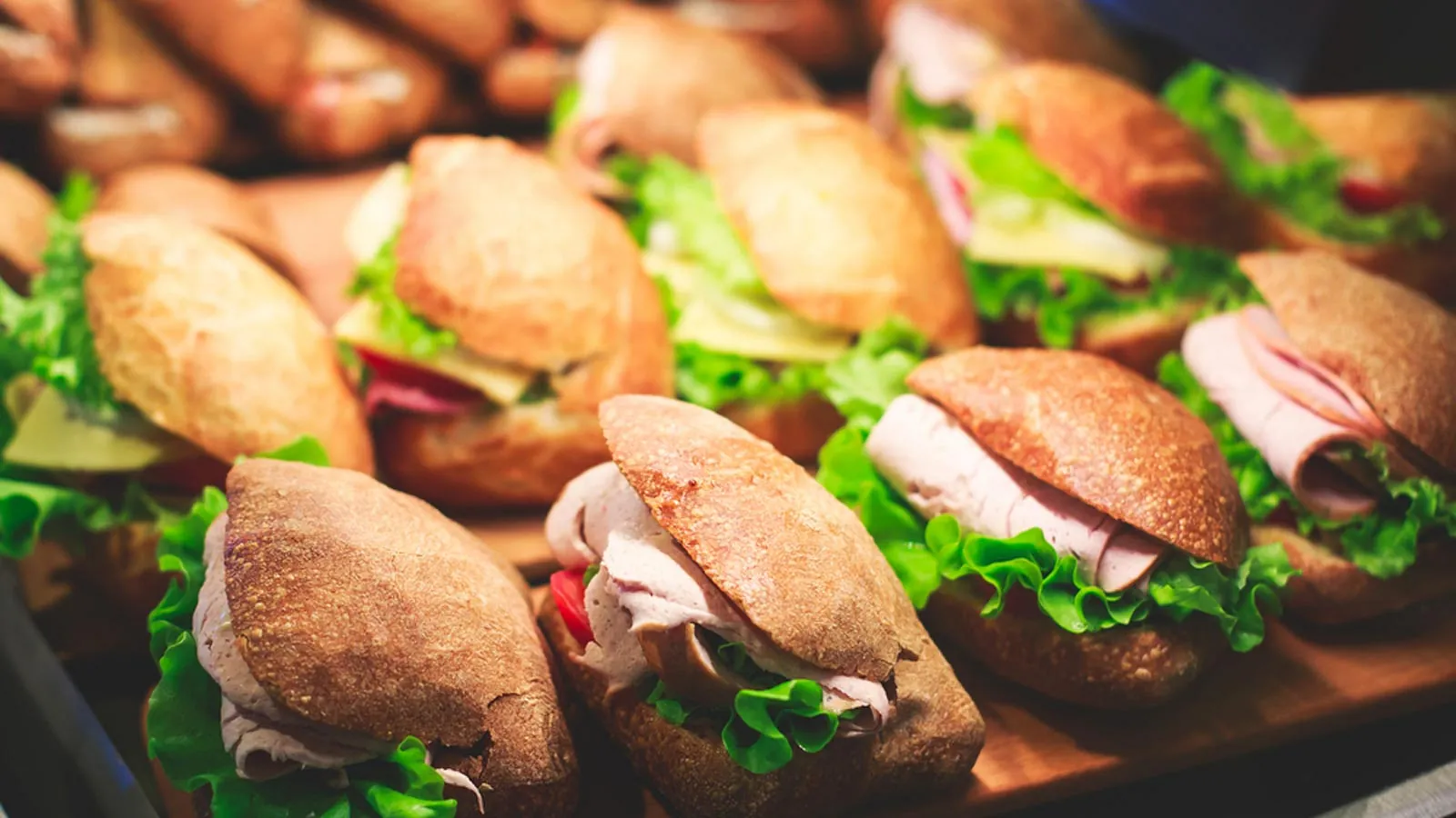 A large selection of sandwiches